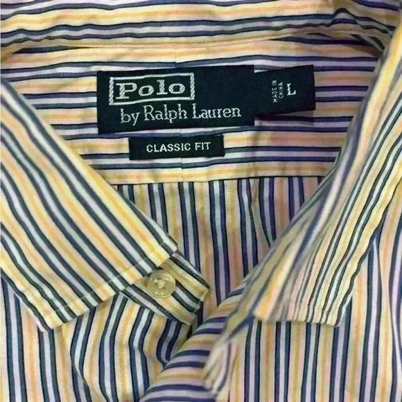 Mens Ralph Lauren Polo Striped Classic Fit Button Down Sz Large - Picture 3 of 6